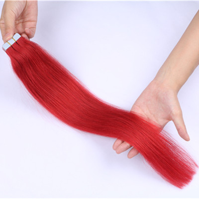  Cuticle Aligned Hair Tape In Virgin Human Hair Extensions Shed Free Remy red Straight Tape in Hair red Colors HN199